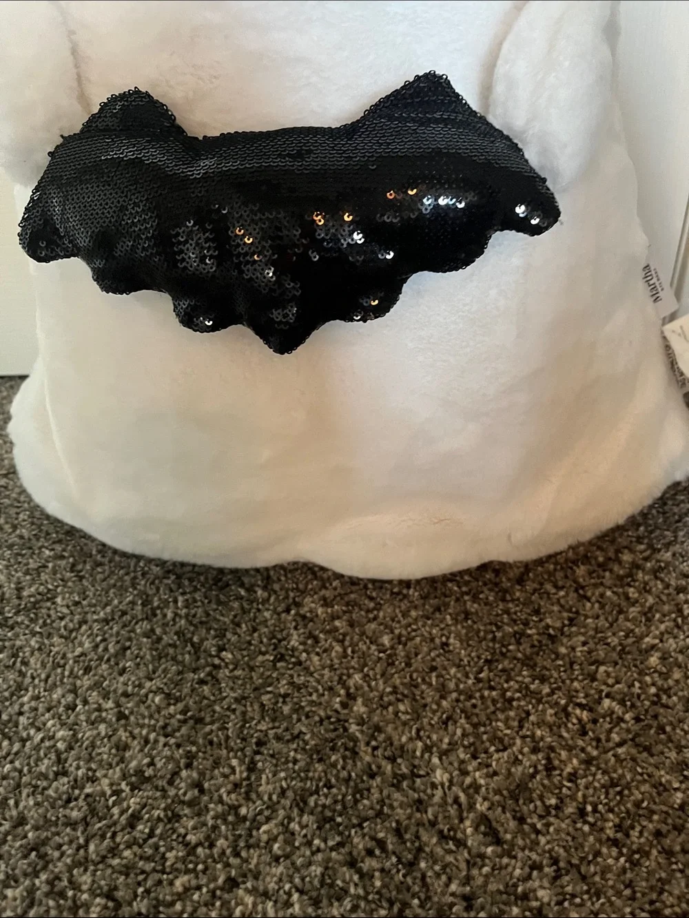 MARTHA STEWART Large Ghost And Sequin Bat Shaped Pillow Beaded & Ghost Trio Sign